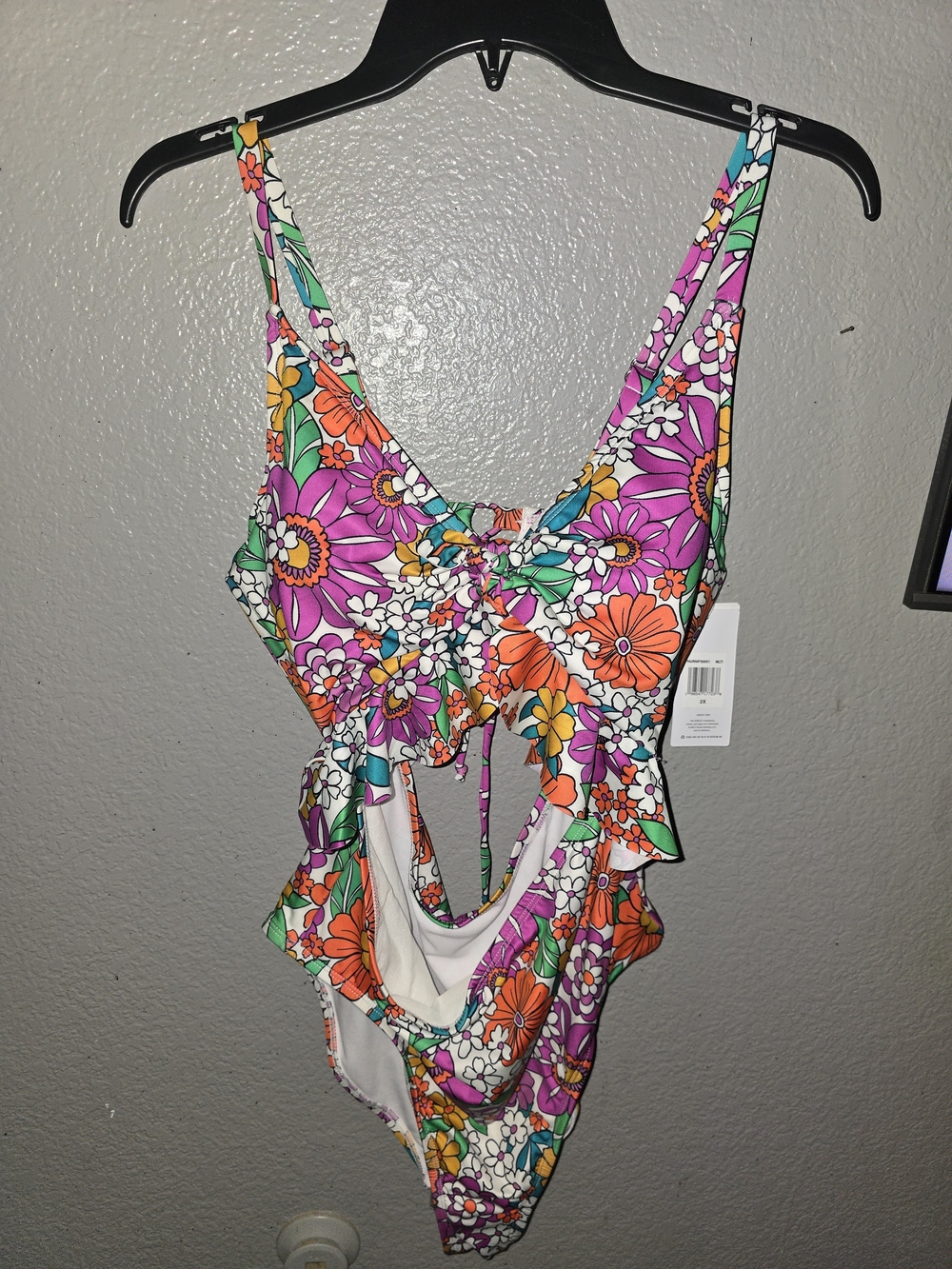 Hurley Floral One-Piece Swimsuit in Purple, Orange, Green, White